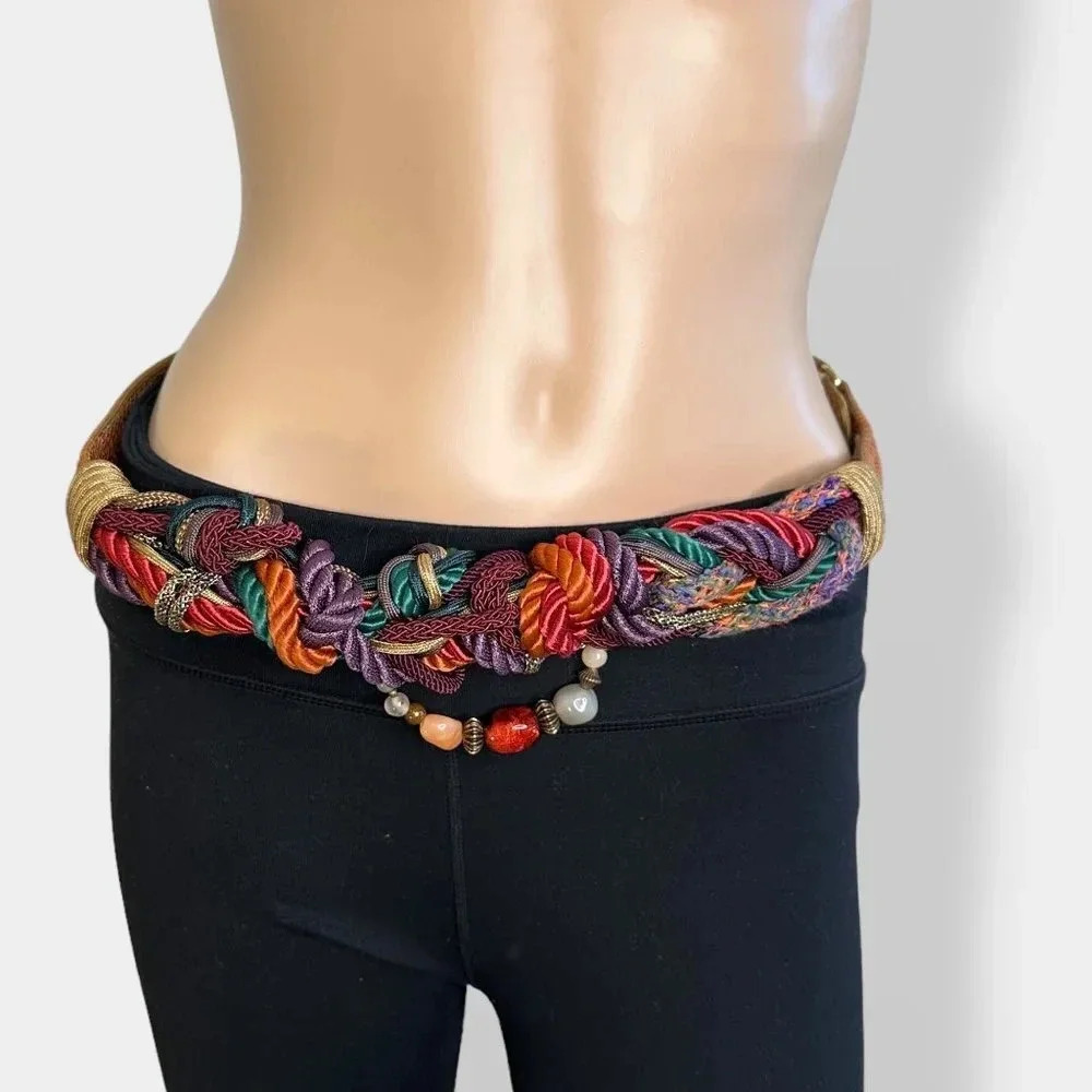 Vintage Lilli Lang Multicolor Braided Knot Belt